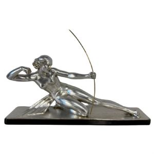 Scultura Art Deco in Foglia Argento e Ottone di Salvatore Melani, 1930s